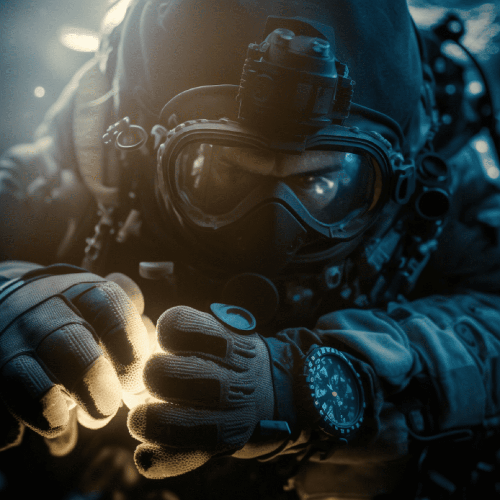 AOTac- Diver with our tactical gloves on